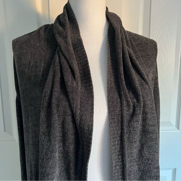 BAREFOOT DREAMS Cozy Chic Lite Longline Shawl Collar Cardigan Grey Medium NEW - Picture 3 of 8